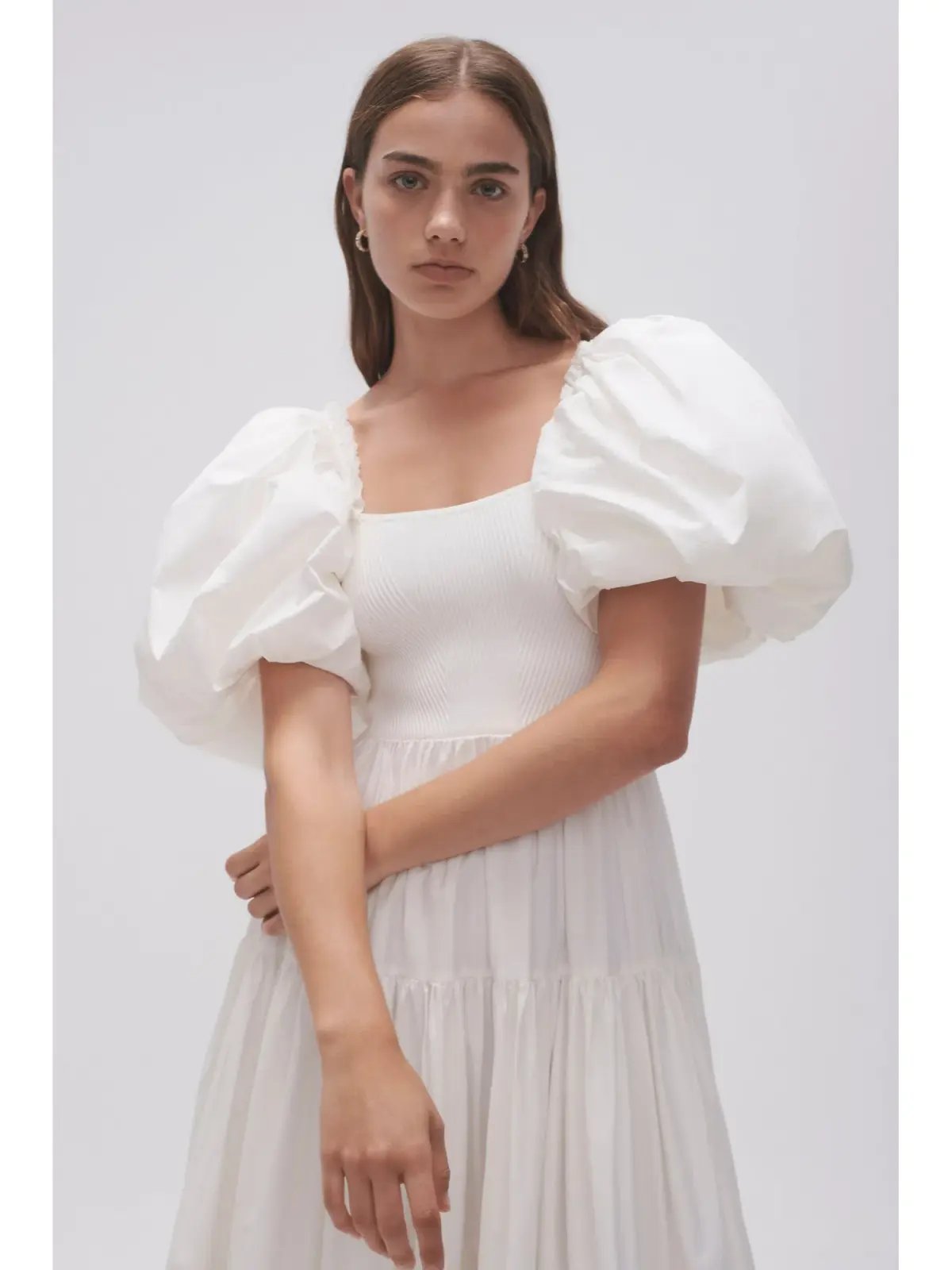 Aje Casa Puff Sleeve Midi Dress in Ivory Size AU 8 photo 3