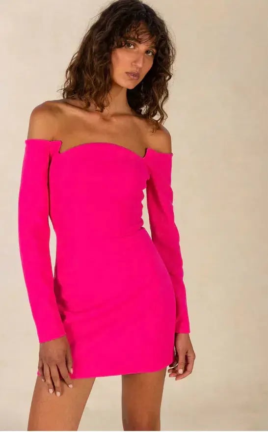 Misha Bonita Bonded Crepe Mini Dress Hot Pink Size 6 photo 2