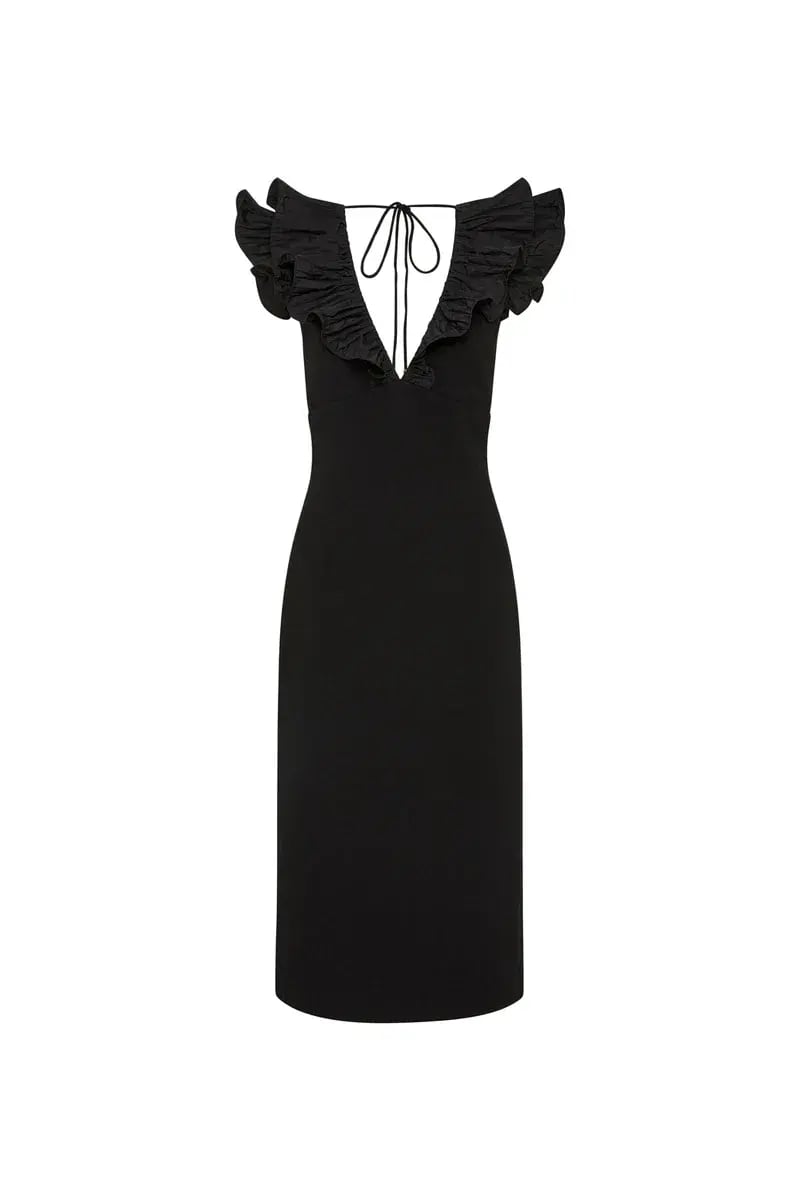 Rebecca Valance Chloe Midi Dress in Black Size AU 8 photo 5