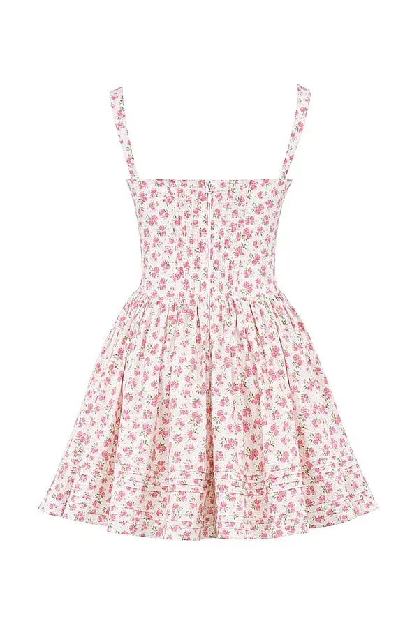 House of CB Natassia Cotton Mini Dress White Rosebud Print Size 8 photo 11