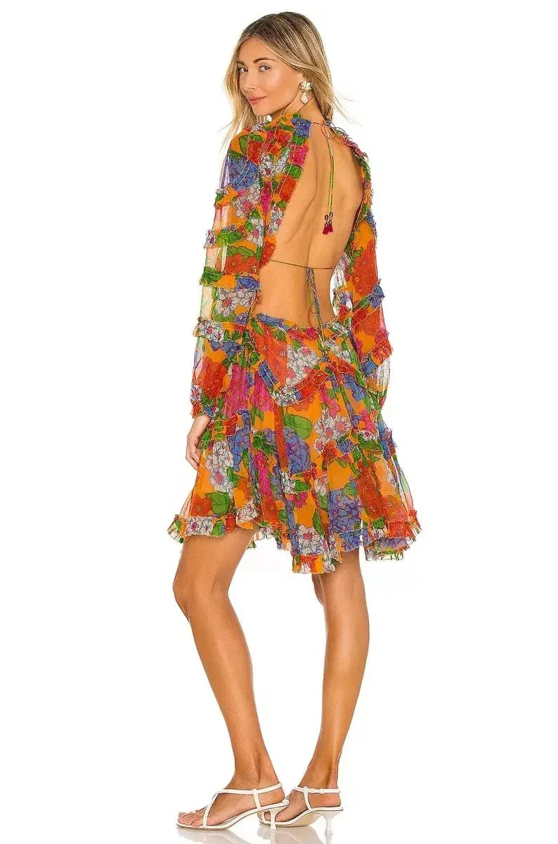 Zimmermann Riders Frill Mini Dress Mango Floral Size 0 / AU 8 photo 3