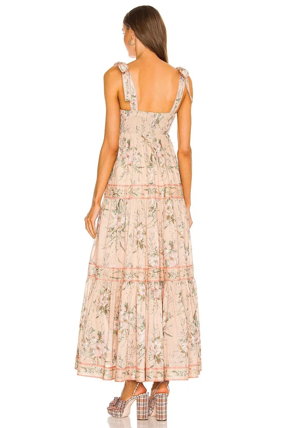 Zimmermann Moonshine Tie Shoulder Dress Cream Floral Size 6 photo 4