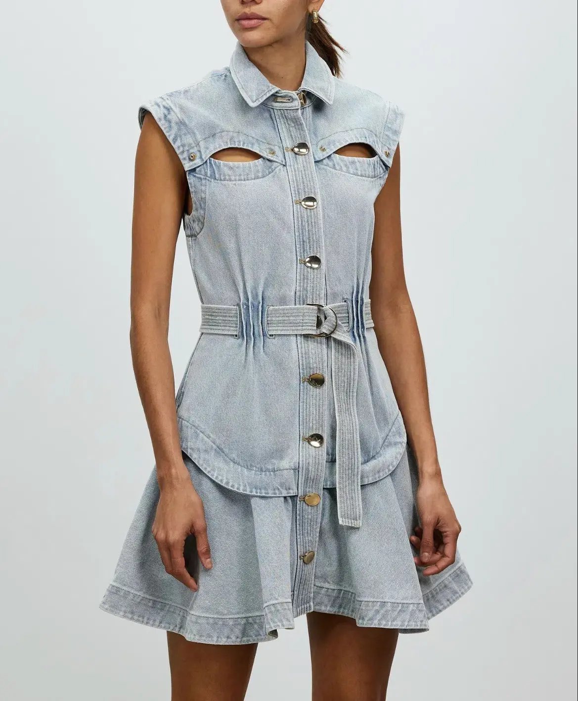 Acler Blake Denim Dress Ice Wash Blue Size 8 photo 2
