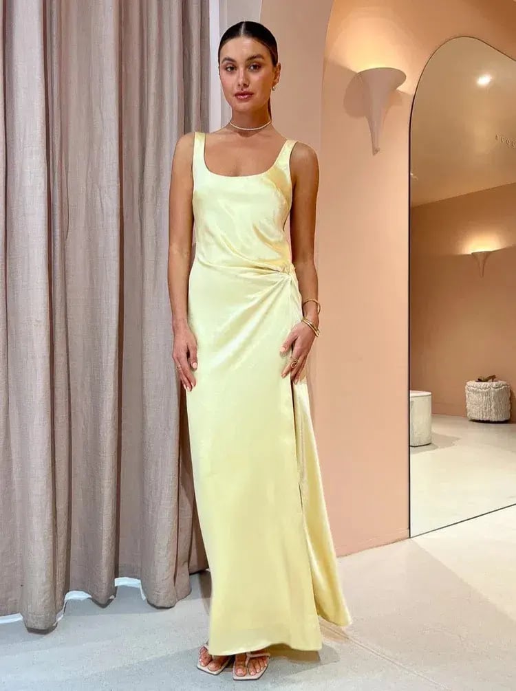 Anna Quan Etta Dress Champagne Lemon Size 8 photo 5