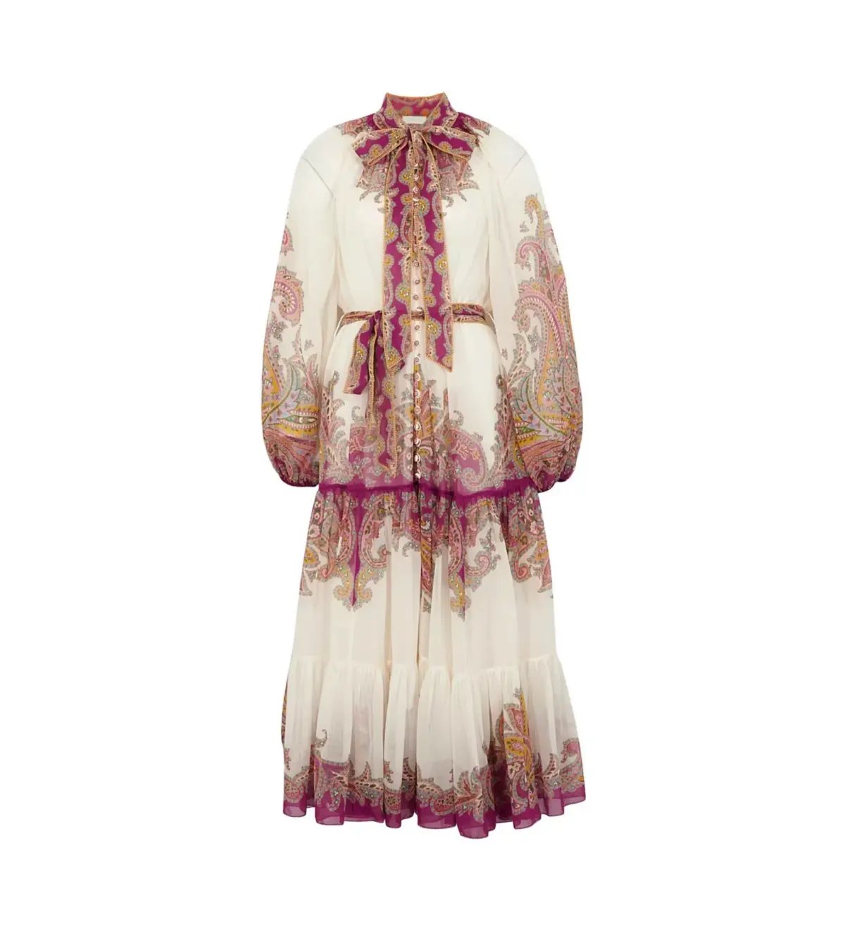 Zimmermann Teddy Paisley-print Midi Dress in White Size 0/Au 8 photo 2