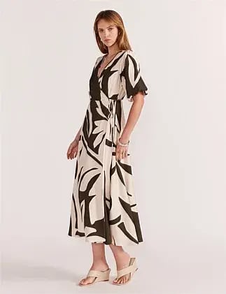 Staple The Label Acacia Wrap Midi Dress Print Size 8 photo 2