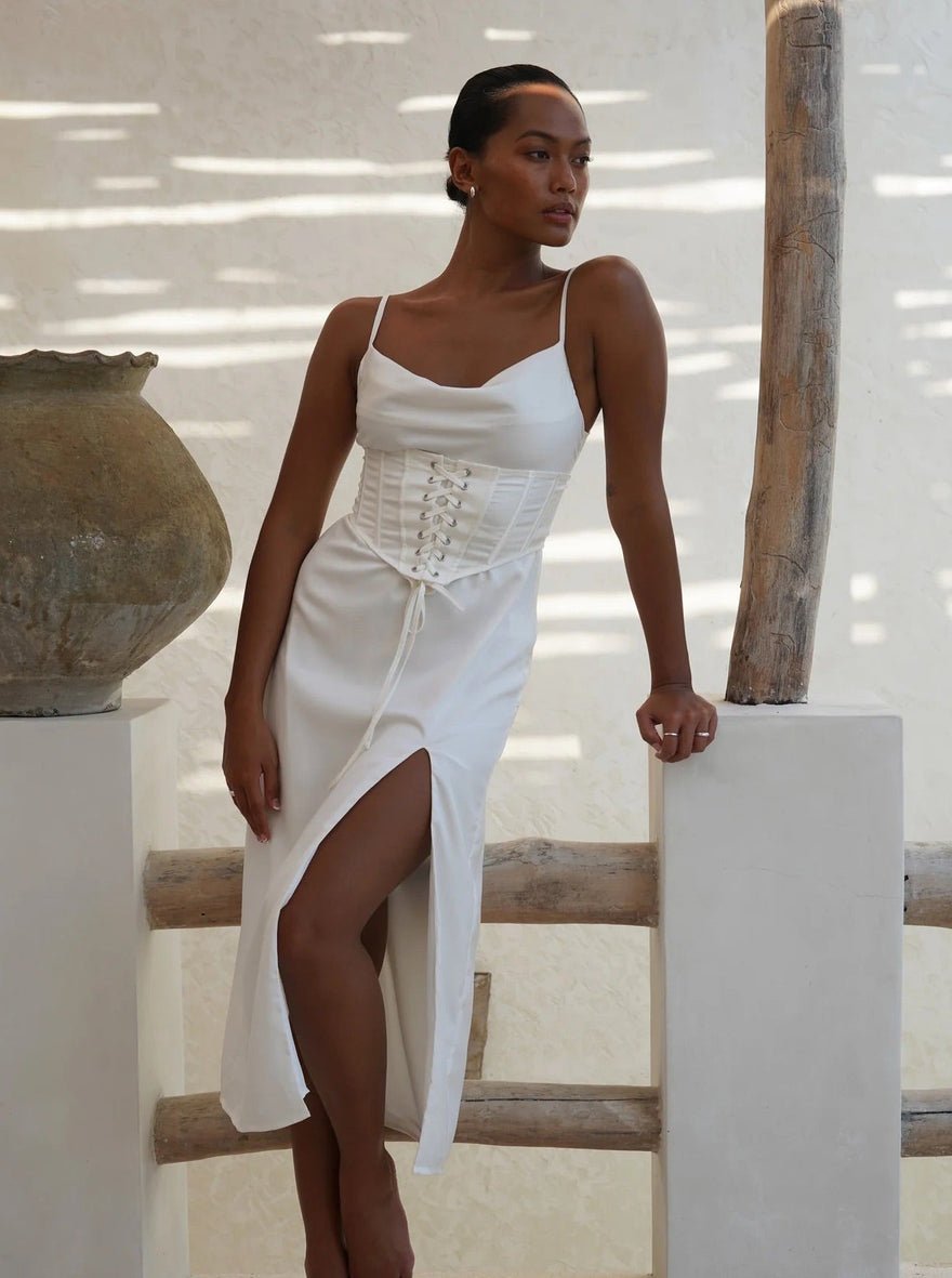 Meshki White Midi Dress With Corset photo 3