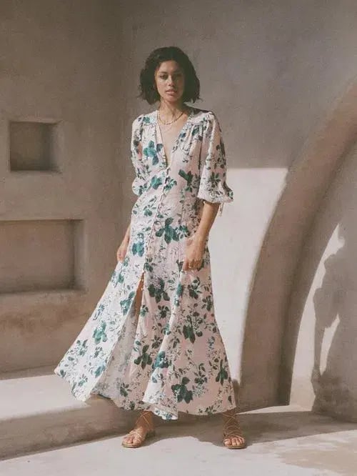 Kivari Jemima Maxi Dress Pink Floral Size 16 photo 4