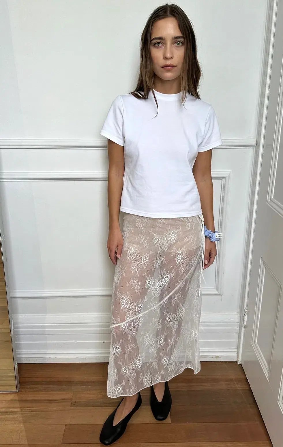 Maison Essentiele Lace Skirt in Optic White Size 8 photo 3