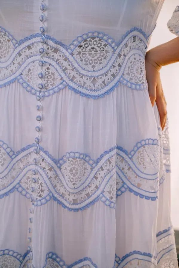 Zimmermann Cira Tiered Trimmed Dress White Size AU 16 photo 3