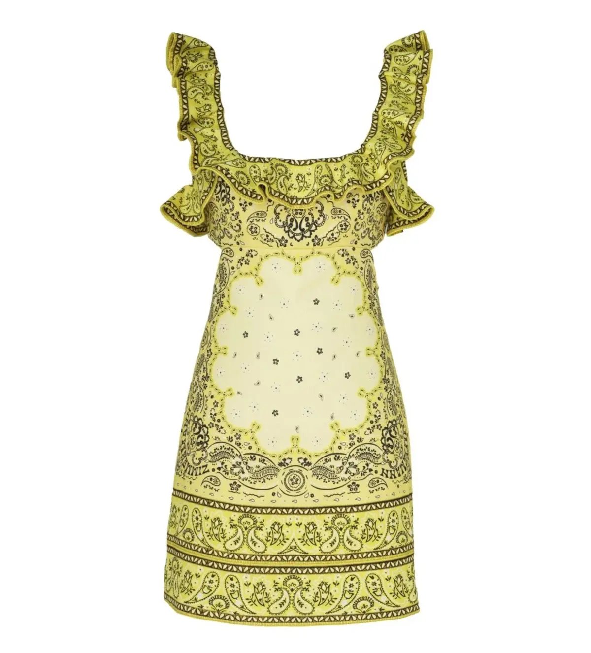 Zimmermann Matchmaker Frilled Mini Dress Yellow Bandana Size 1 AU 10 photo 4