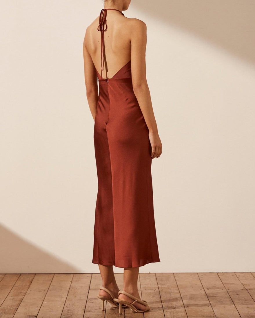 Shona Joy Luxe Cross Front Halter Midi Dress photo 2