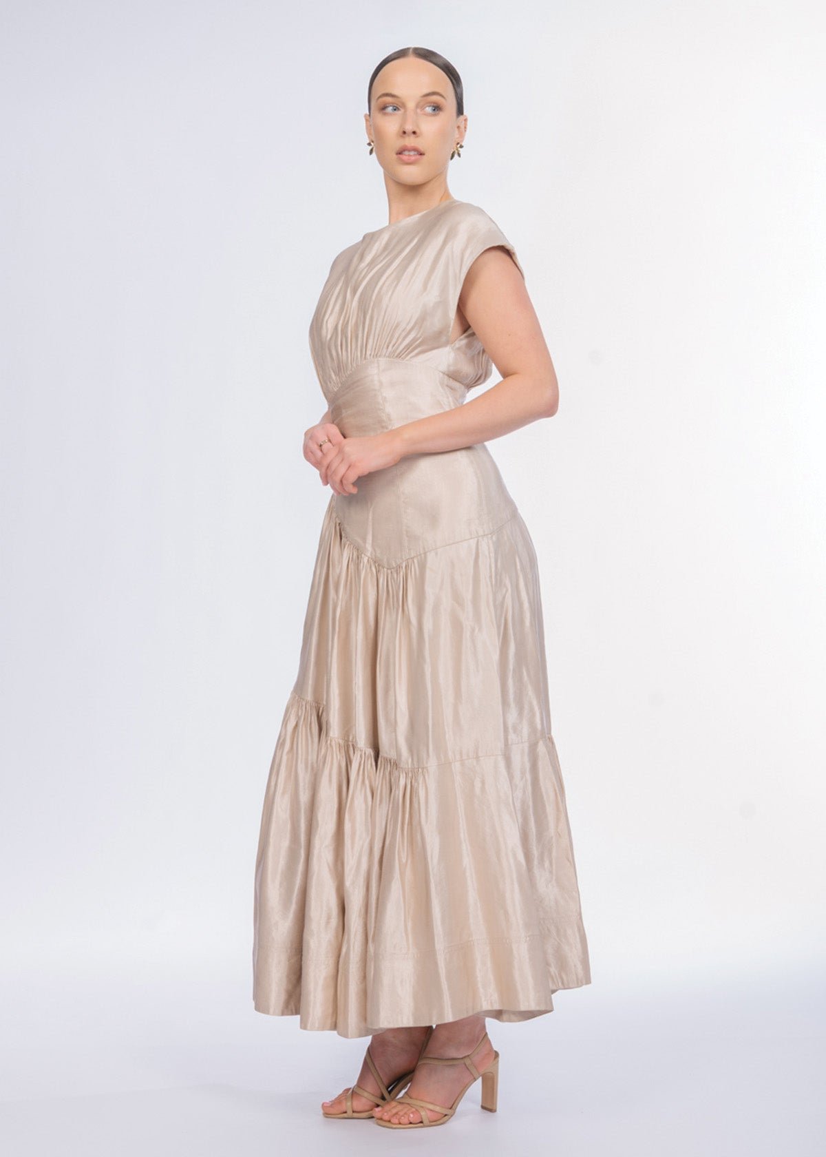Serendipity Reflection Midi Dress in Champagne photo 3