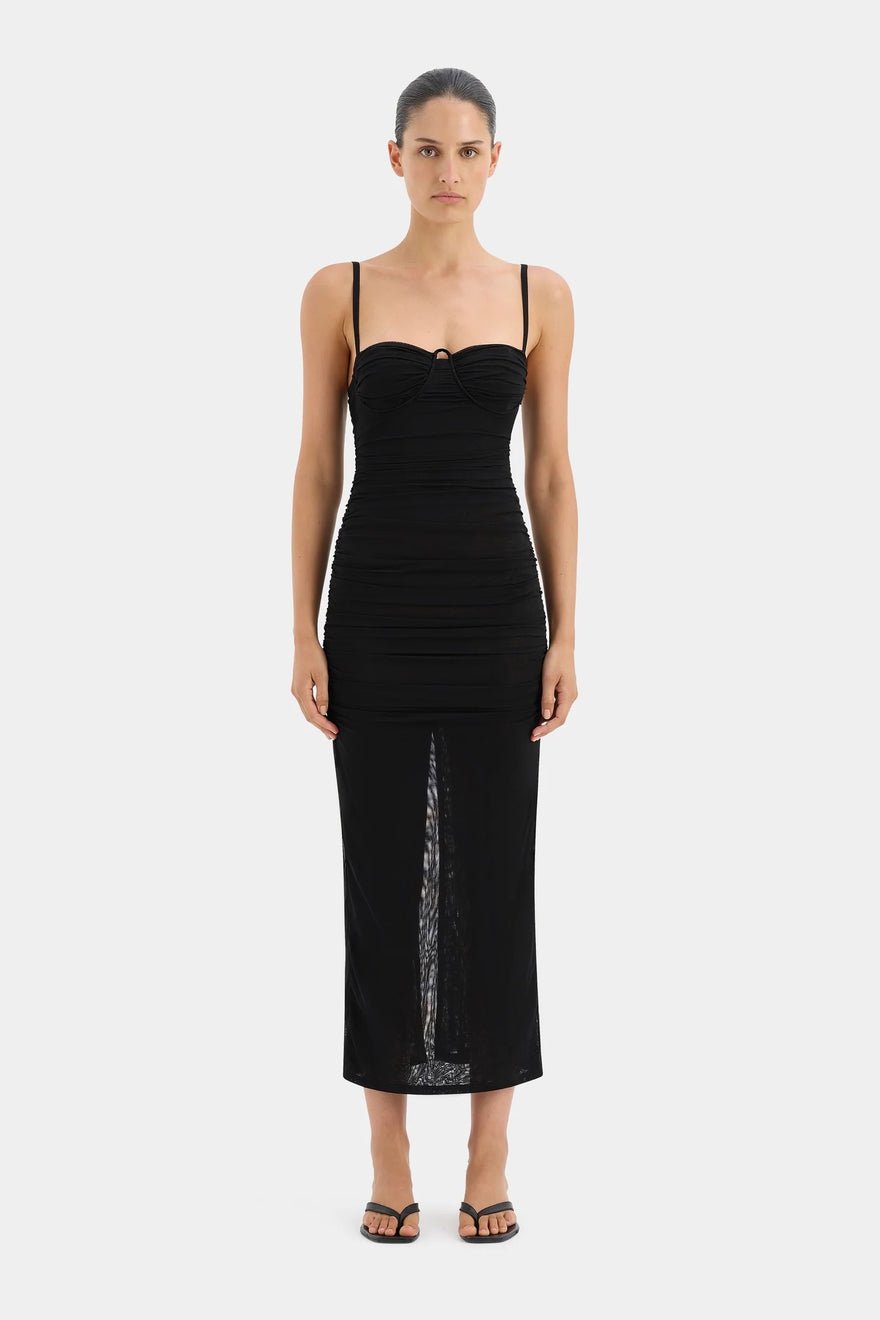 Sir The Label Jacques Gathered Midi Dress - Black photo 4