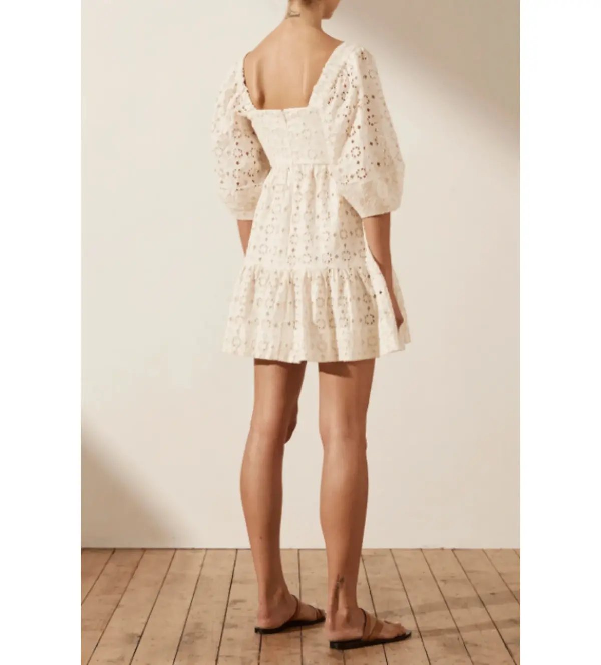Shona Joy Fryda Broderie Anglaise Mini Dress Cream Size S / AU 8 photo 3