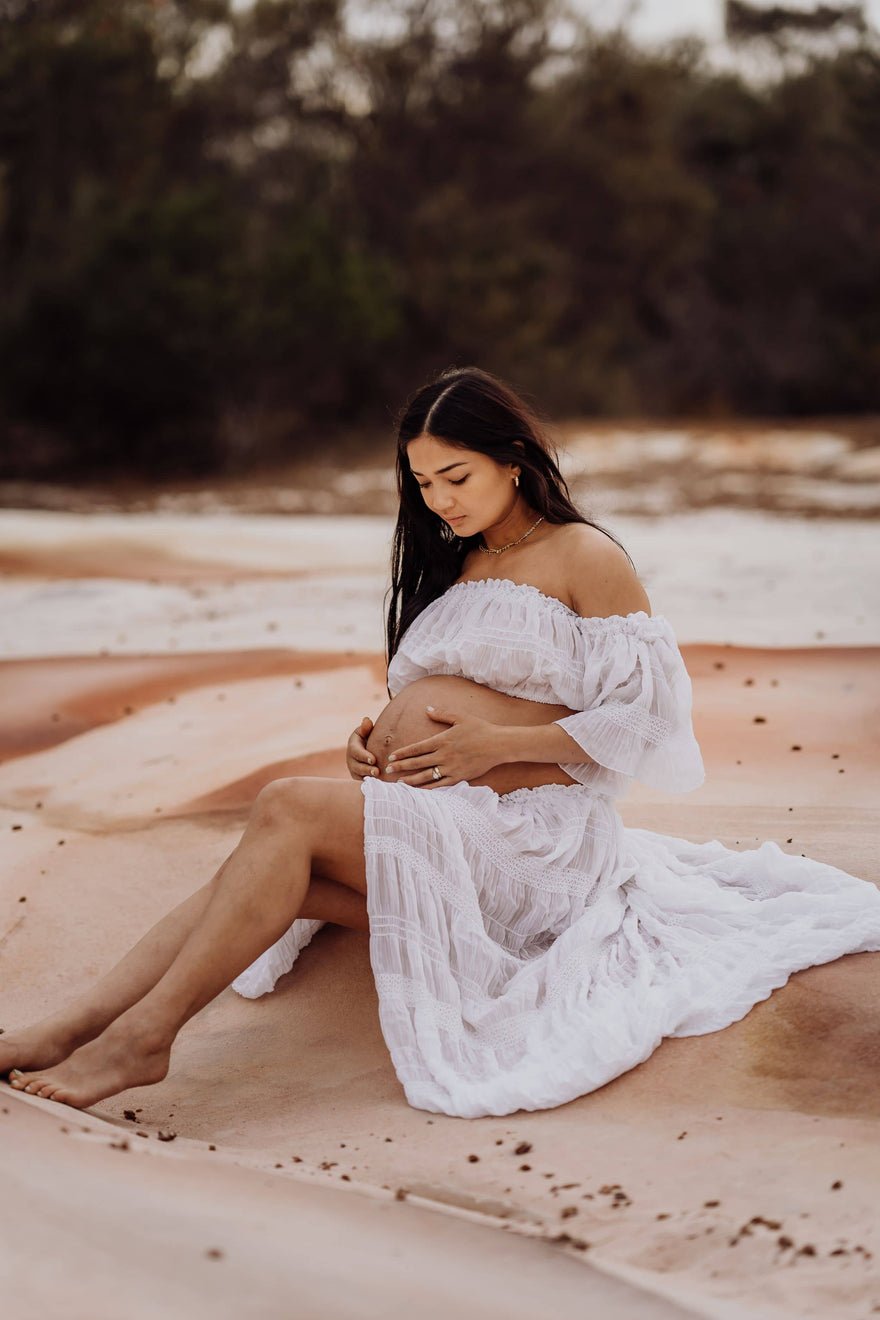 Mama Rentals White Lotus Tulle Maxi Two Piece Set photo 4
