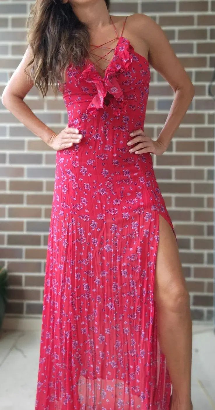 Rat & Boa Palermo Floral Maxi Dress Red Size L / Au 10-12 photo 3
