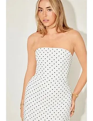 The Ultimate Muse Strapless Peplum Hem Midi Dress photo 3