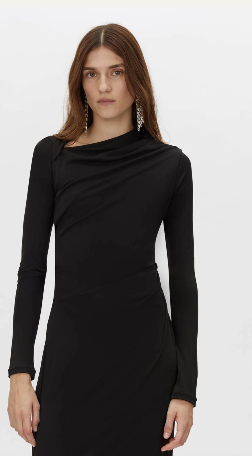 Camilla & Marc Mai Long Sleeve Midi Dress In Black photo 4