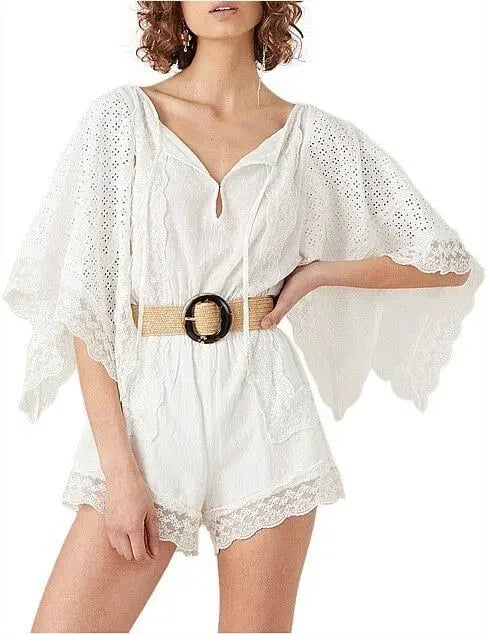 Tigerlily Elati Broderie Lace Onesie Playsuit White photo 4