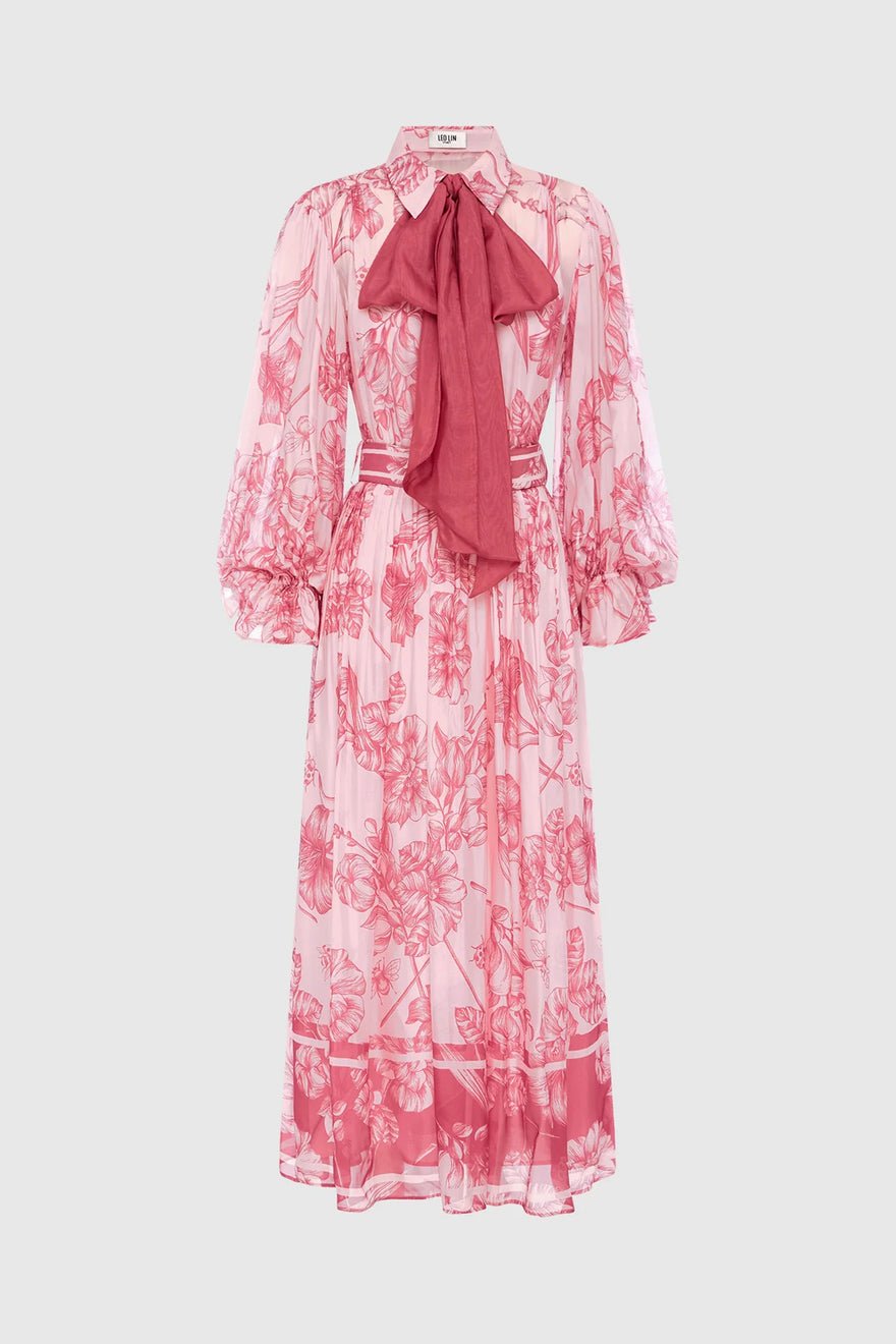 Leo Lin Cassie Tie Neck Midi Dress - Plum Blossom photo 2