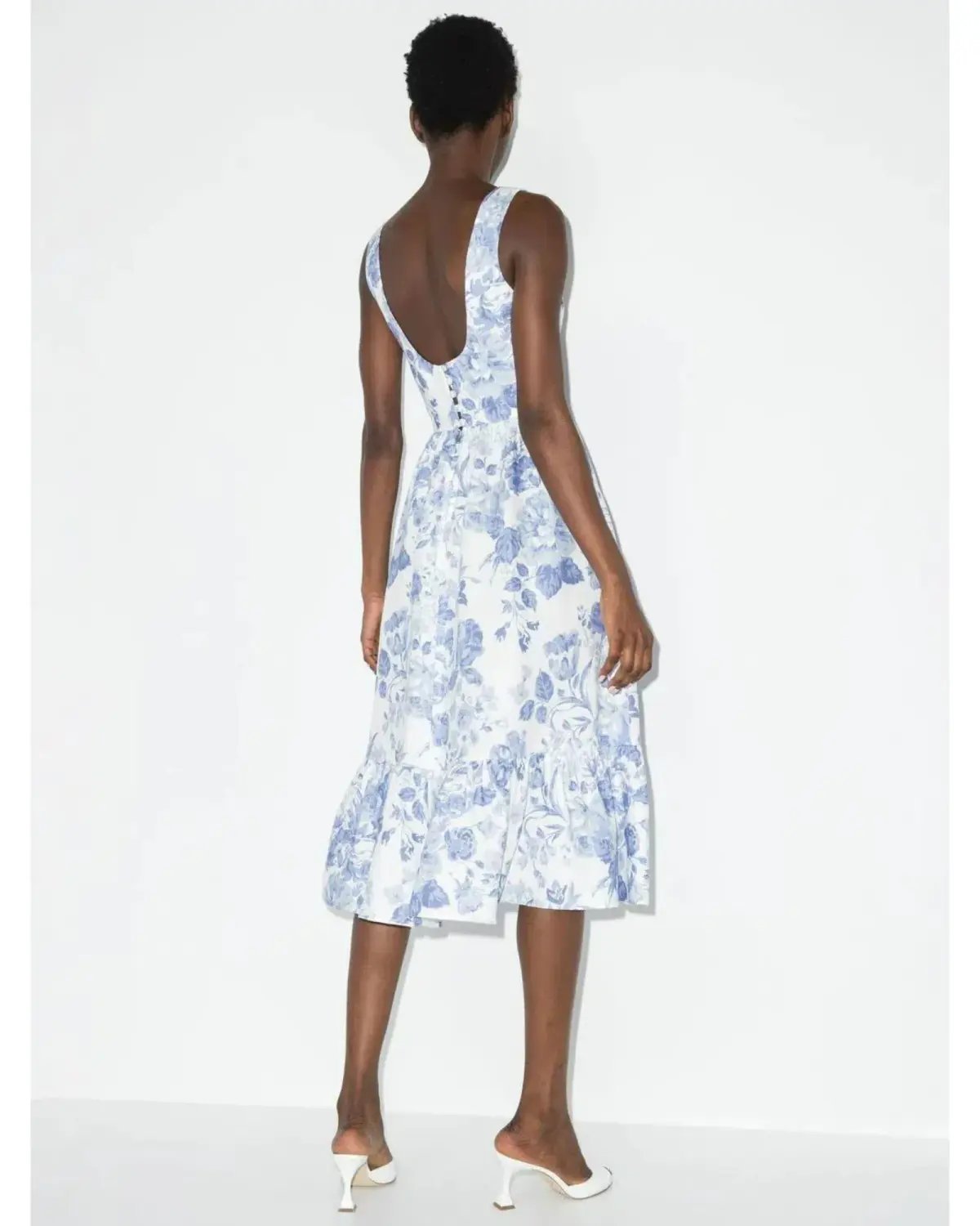 Reformation Square-Neck Tiered Midi Dress Floral Print Size AU 8 photo 2