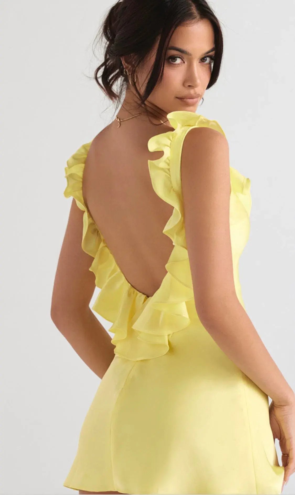 House of CB Tink Flared Ruffle Mini Dress Buttercup Size 10 photo 3