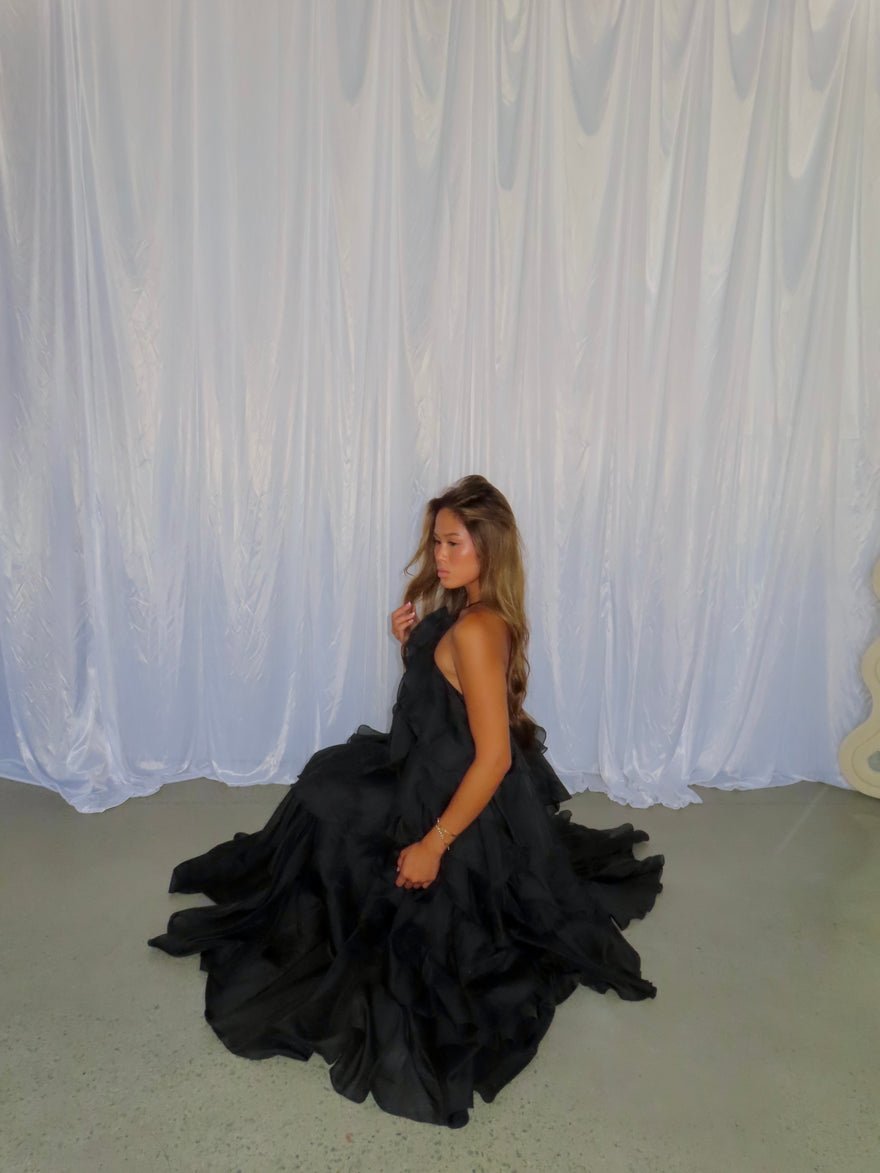Aje Pandorea Layered Maxi Dress In Black photo 2