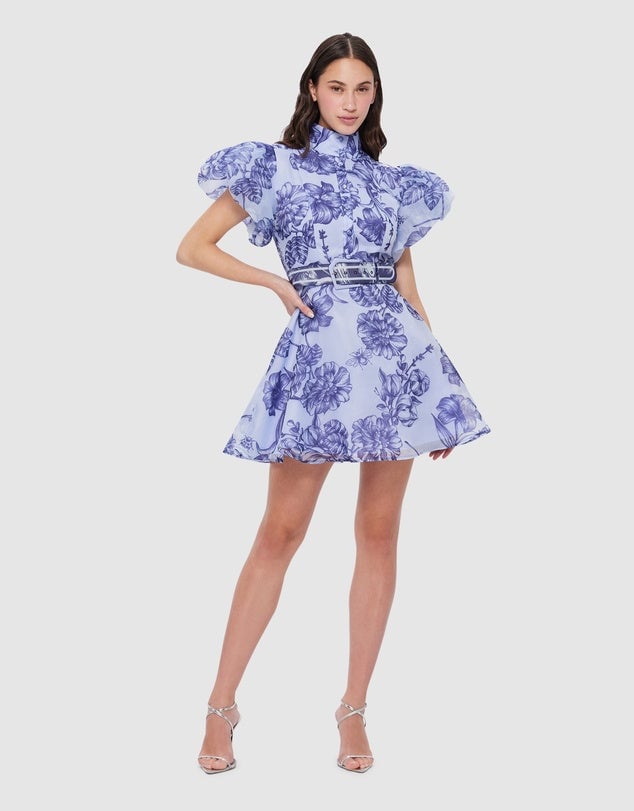 Leo Lin Anais Bishop Sleeve Mini Dress - Harmony Print In Hyacinth photo 2