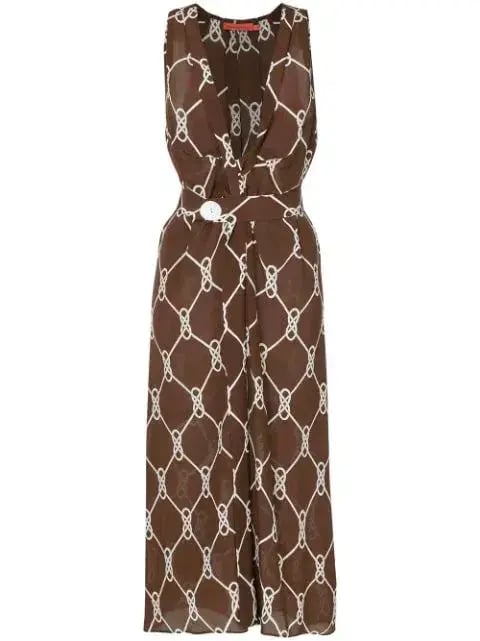 Manning Cartell Sleeveless Midi Dress Walnut/White Print Size 8 photo 4