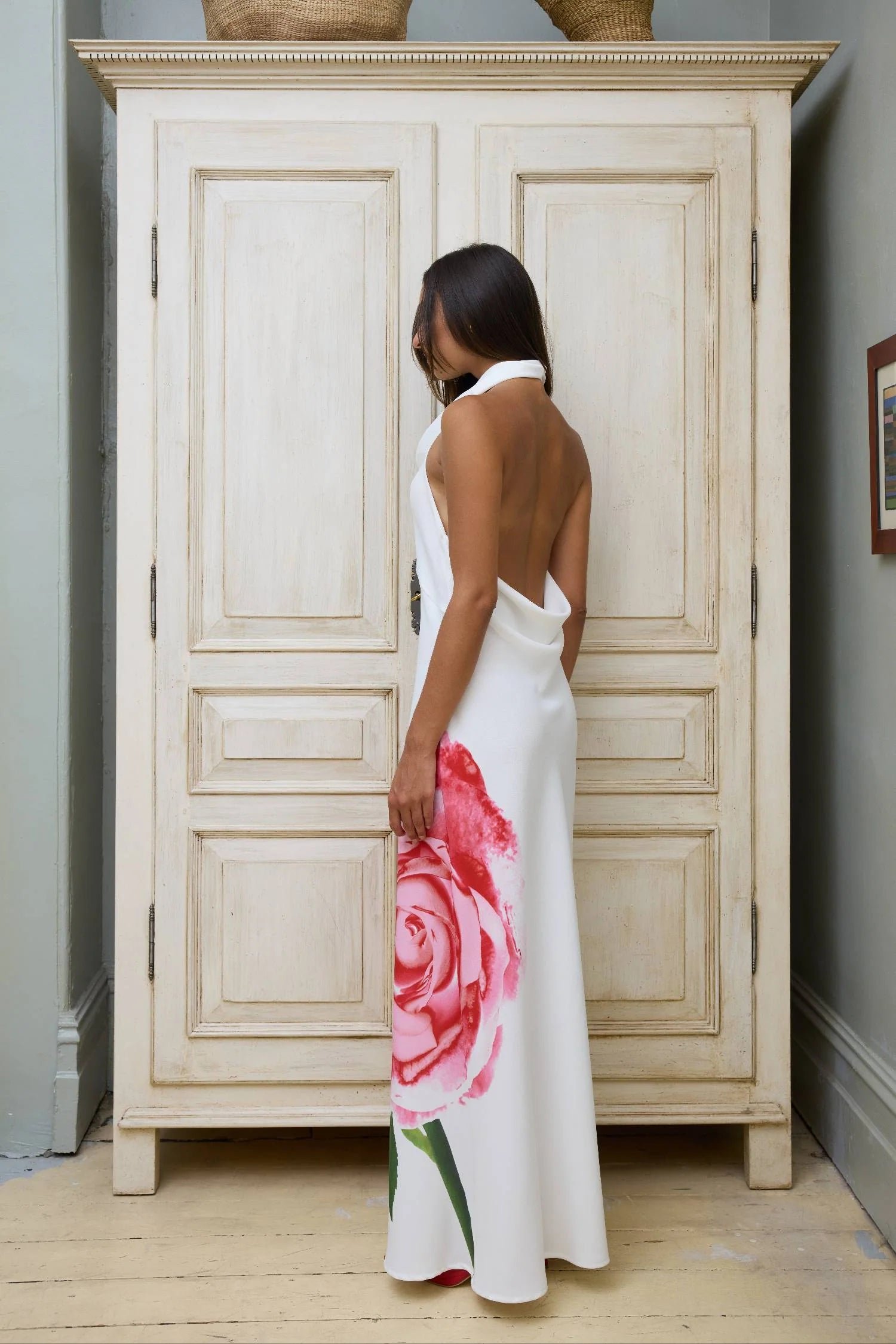 WITH HARPER LU COWL SLIP DRESS - WHITE ROSE photo 8