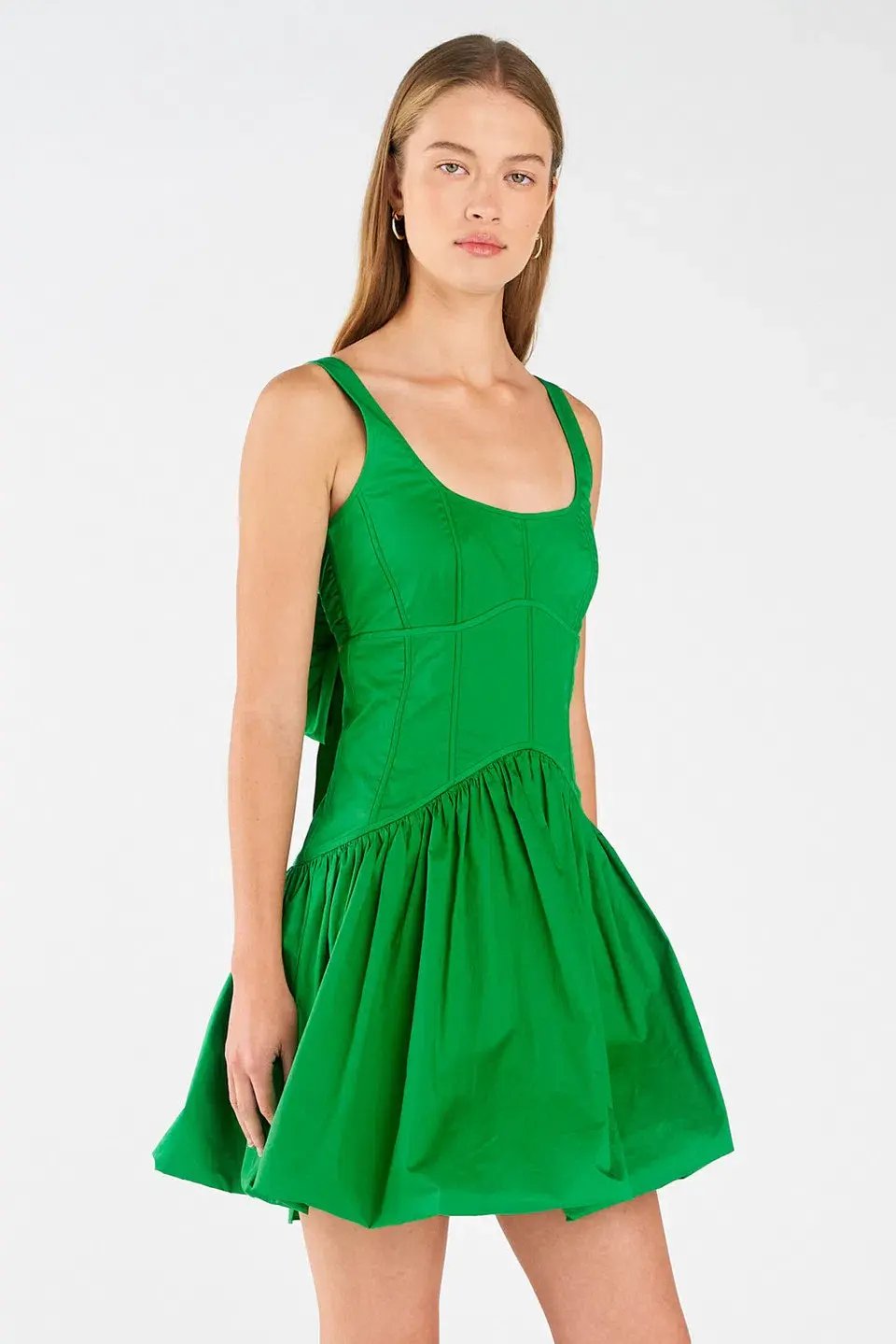Oroton Short Tie Back Bow Dress Jewel Green Size 8 photo 2