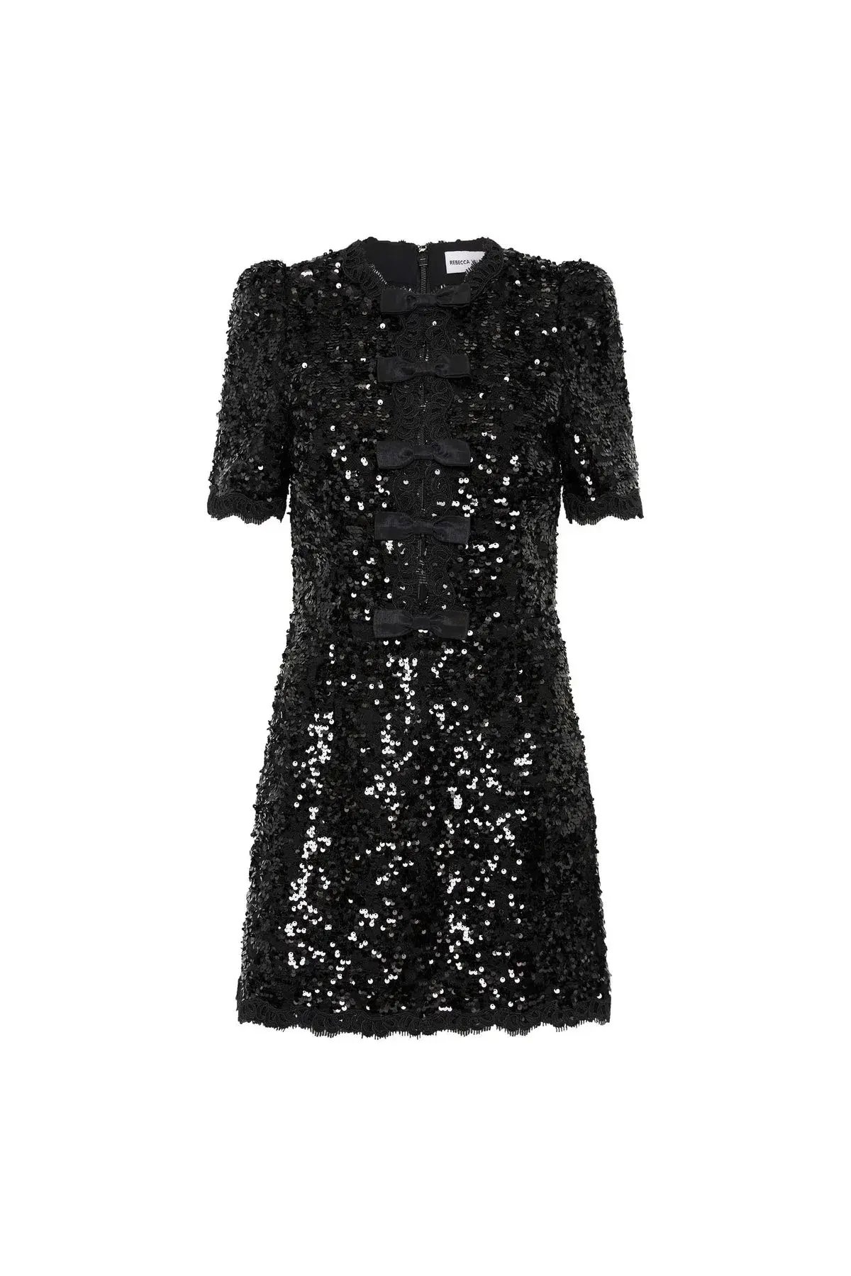 Rebecca Vallance Diana Bow Mini Dress Black Size 16 photo 4