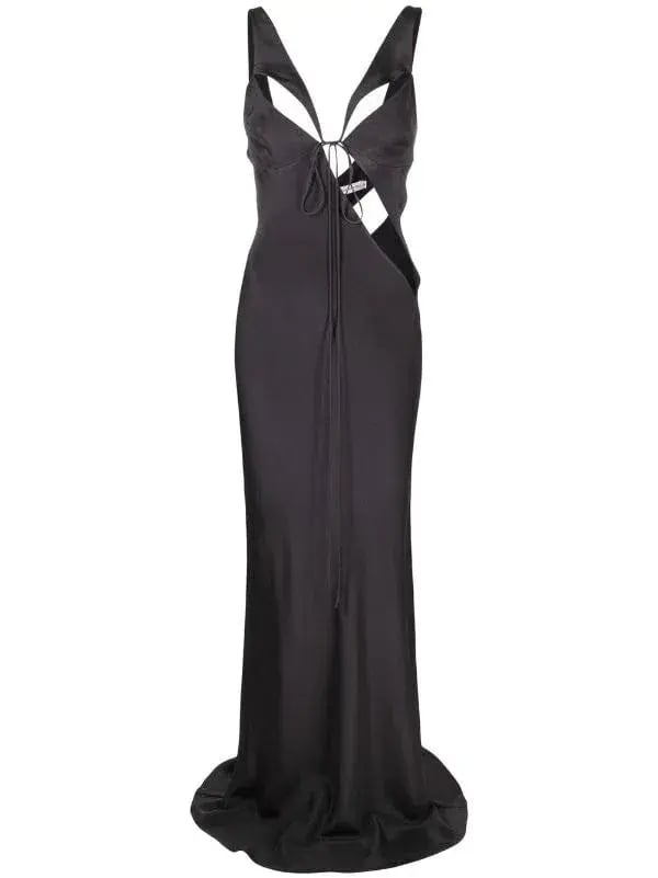 Christopher Esber V Neck Sleeveless Dress Charcoal Grey Size 10 photo 4