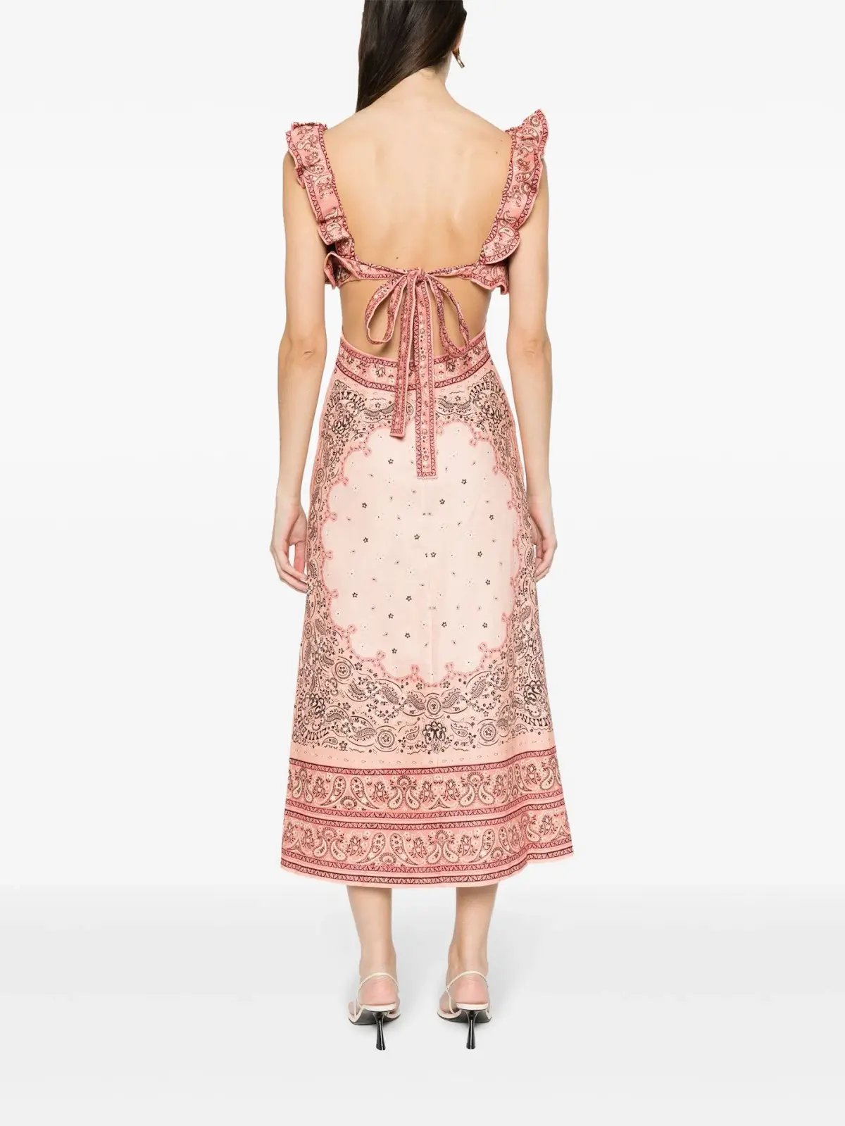 Zimmermann Matchmaker Frilled Midi Dress Pink Bandana Size 4 / AU 16 photo 4