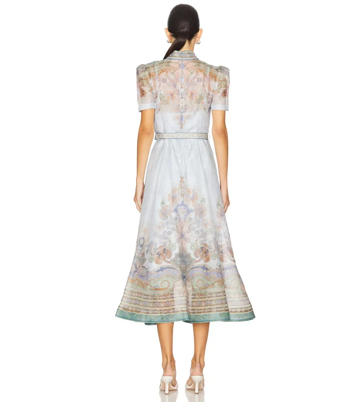 Zimmermann Eden Belted Midi Dress in Blue Paisley Size 0 / AU 8 photo 2