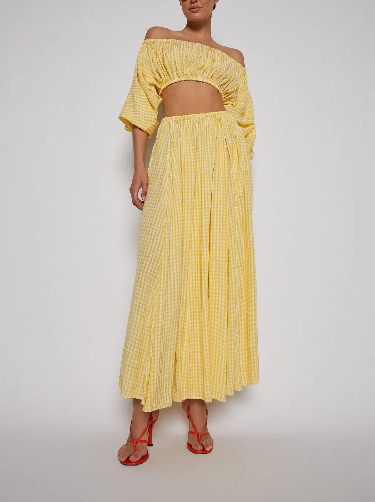 Scanlan Theodore Gingham Cut Out Dress Yellow Size 8 photo 4