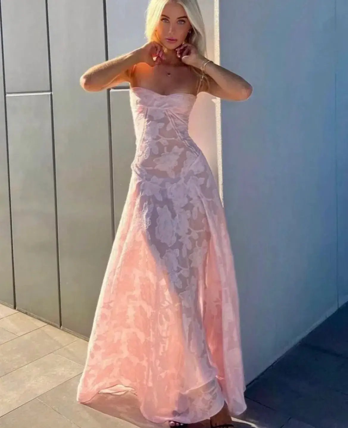 House Of Cb Seren Maxi Dress Soft Pink Size 10 photo 7