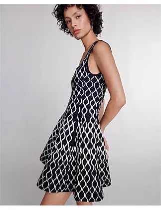 Maje Pattern-jacquard Flared Mini Dress Print Size 8 photo 3