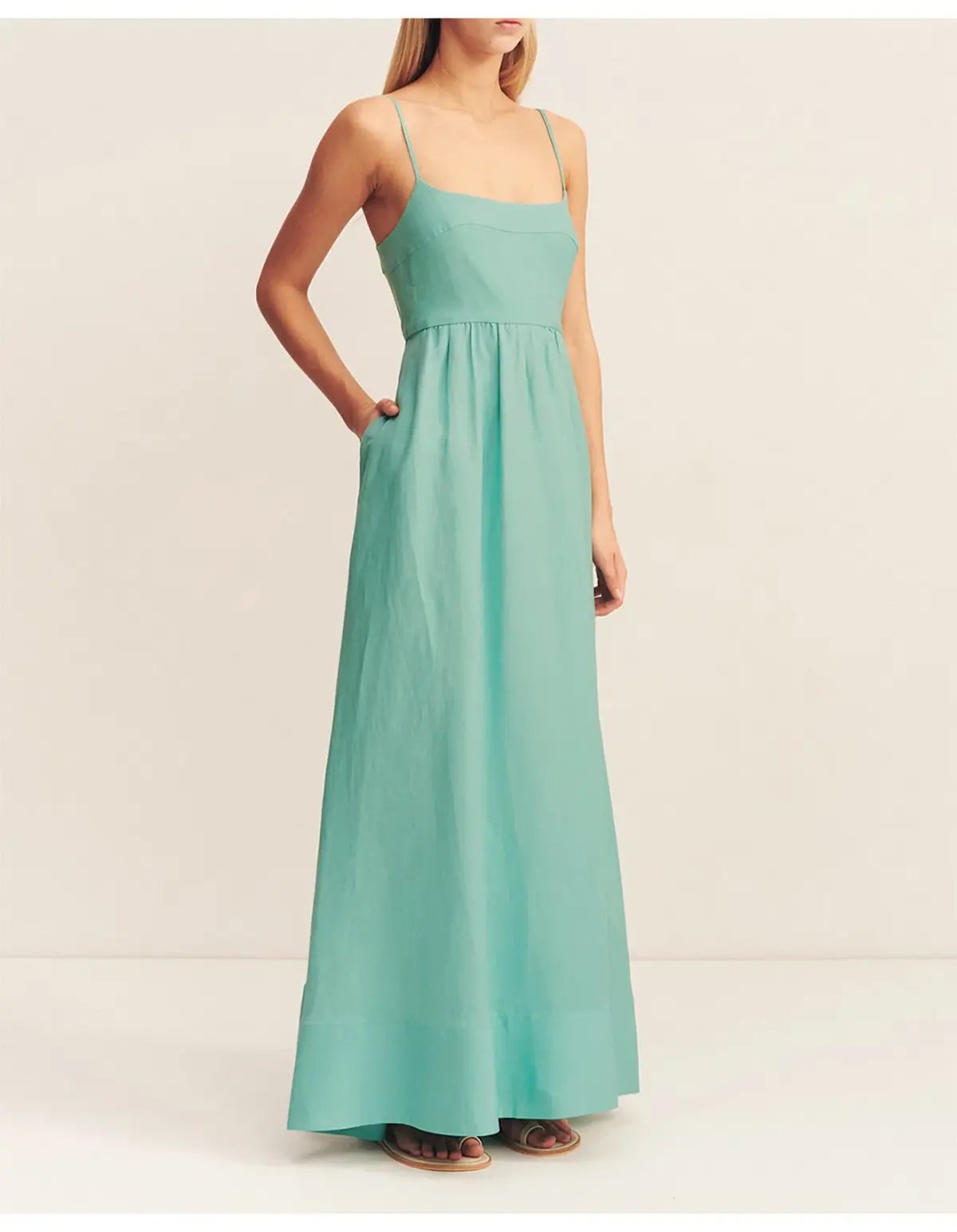 Shona Joy Alec Low Open Back Maxi Dress Pool Blue Size 10 photo 2