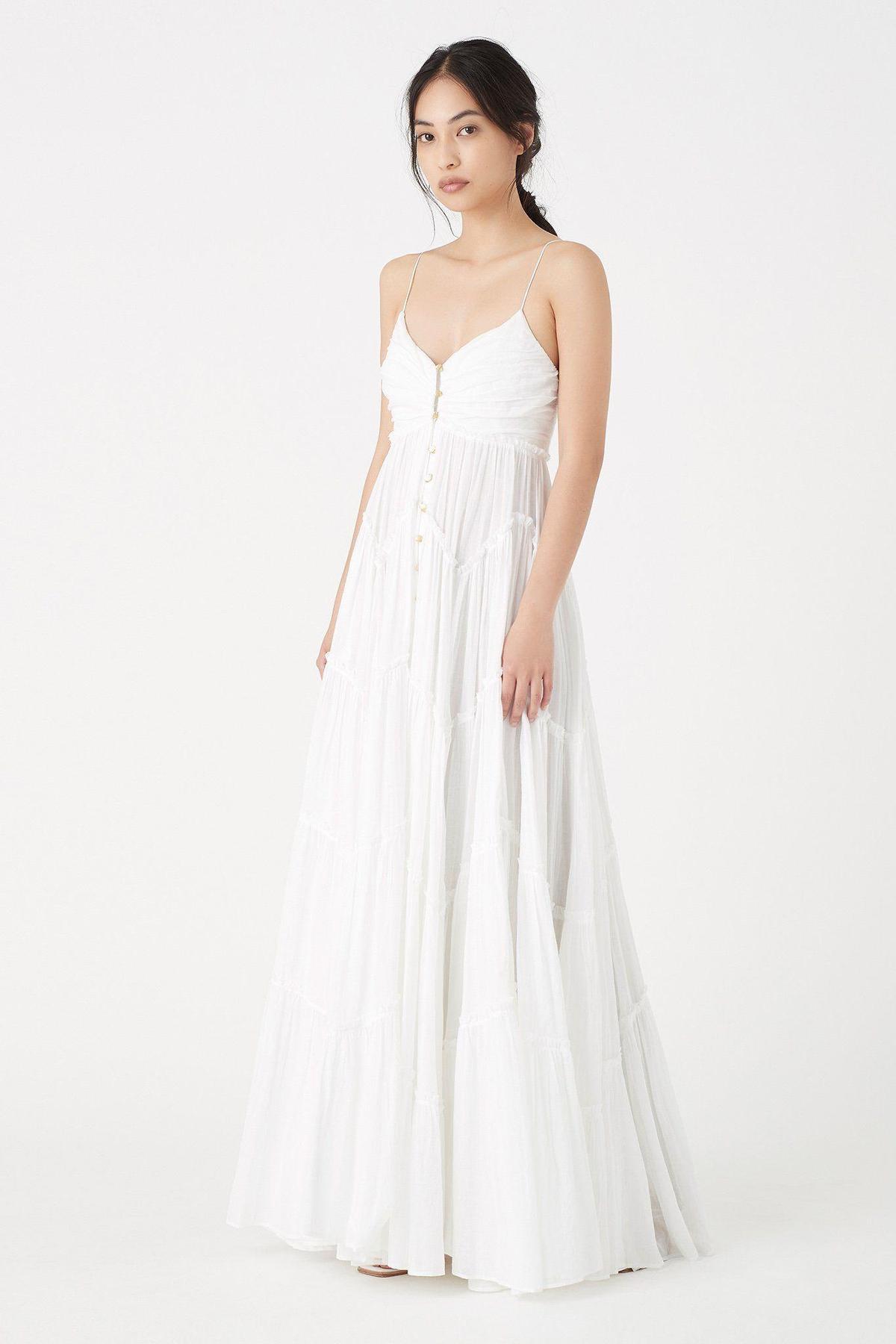 Aje Mimosa Tiered Maxi Dress White Size 8 photo 2