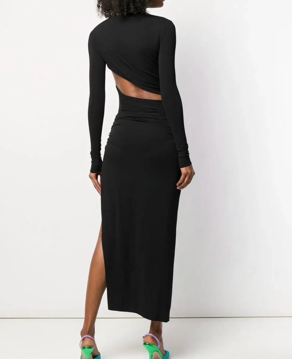 Alexandre Vauthier Cut Out Stretch Jersey Long Dress Black Size 6 photo 2