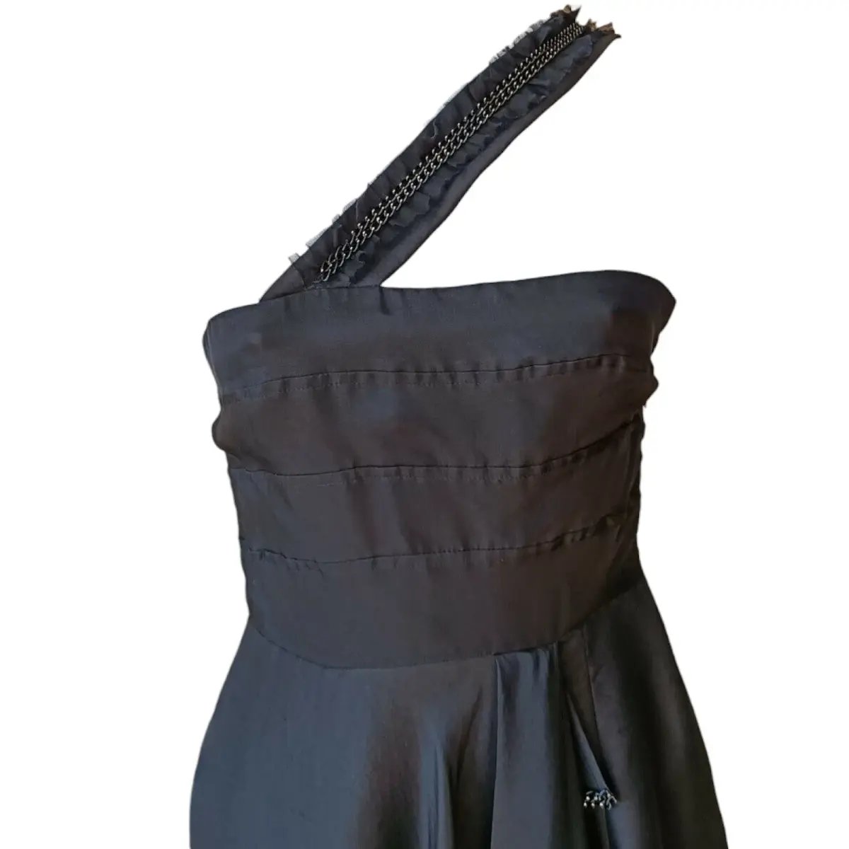 Rachel Gilbert One Shoulder Silk Mini Dress Black Size 0 / AU 6 photo 3