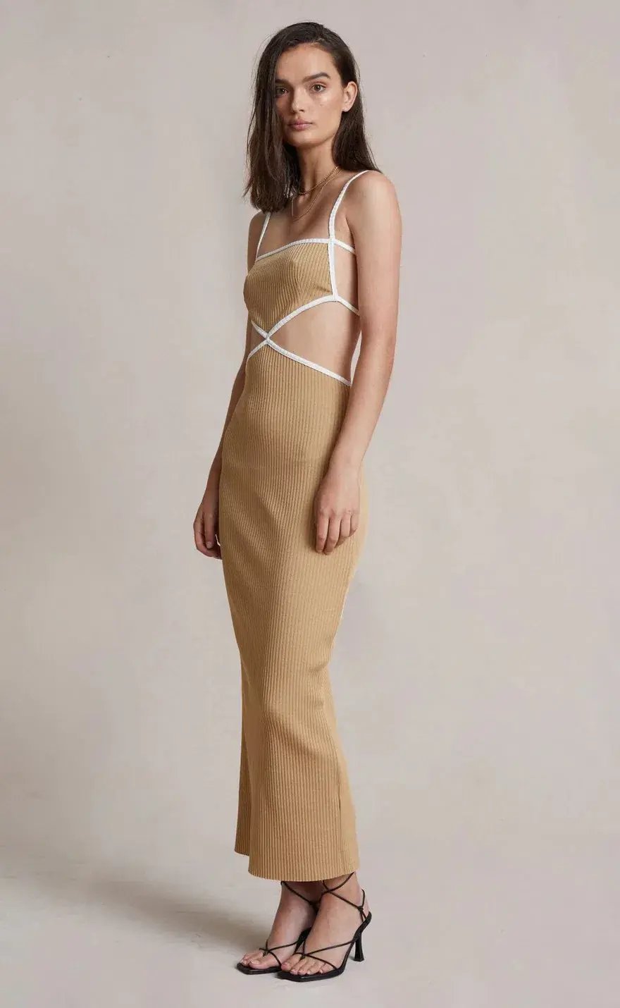 Bec & Bridge Coyote Midi Dress in Camel Beige Size 10 photo 2