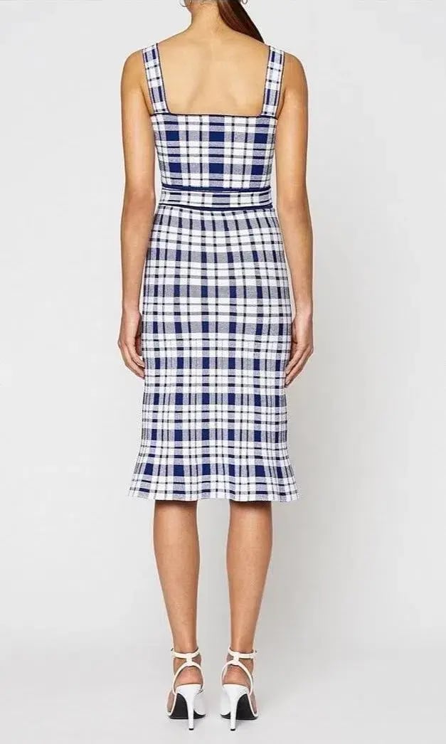 Scanlan Theodore Crepe Knit Check Dress Blue Print Size XS / Au 6 photo 2