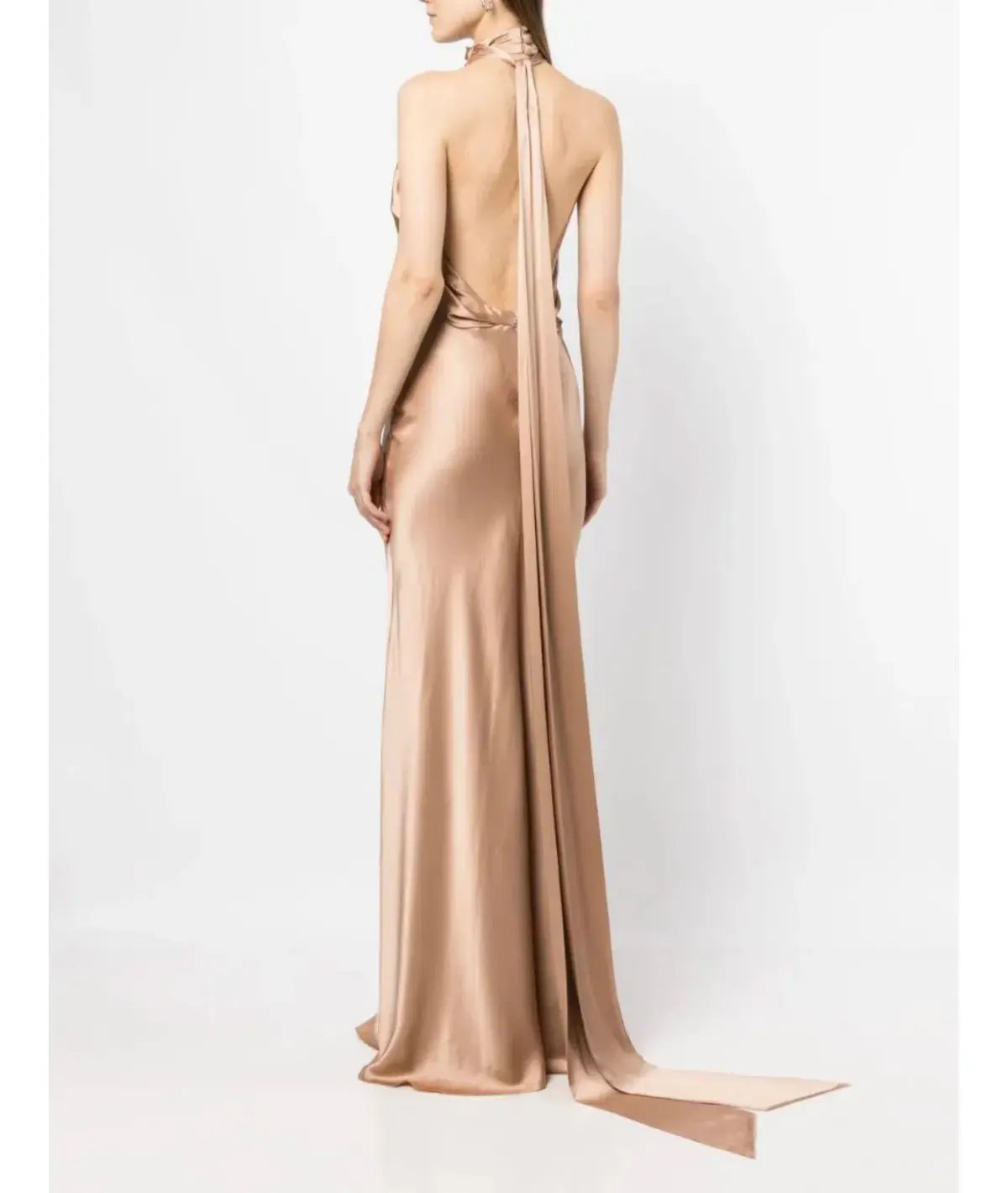 Rachel Gilbert Audrey Halterneck Dress Champagne Size 14 photo 3