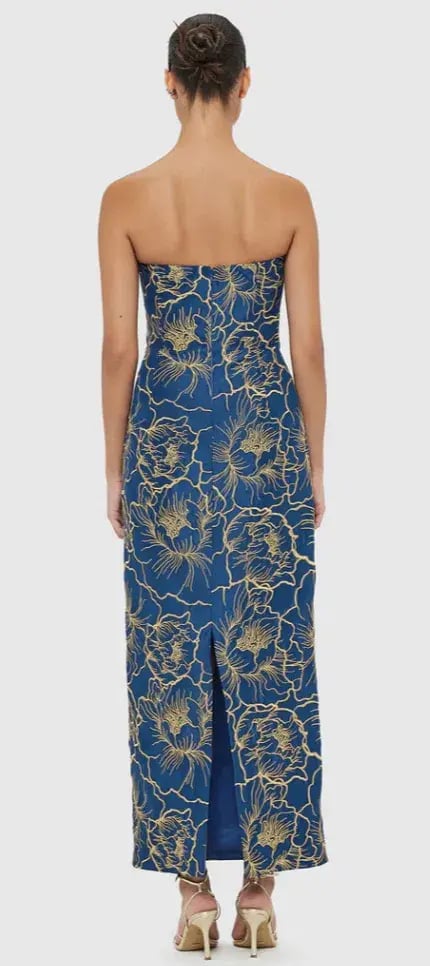 Leo Lin Rayna Bustier Maxi Dress Marine Blue Size 6 photo 5