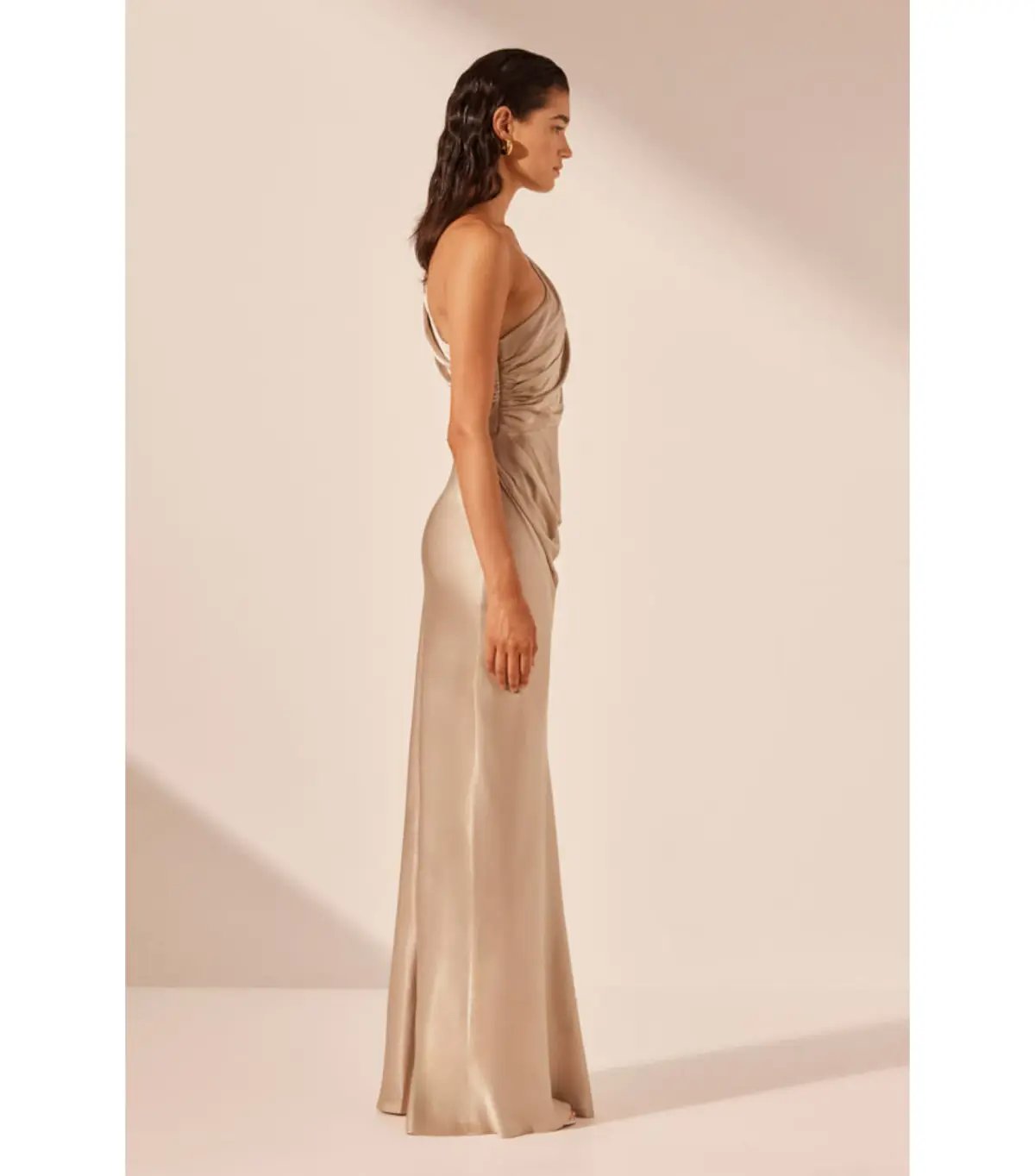 Shona Joy La Lune Gathered One Shoulder Maxi Dress Gold Size AU 16 photo 4