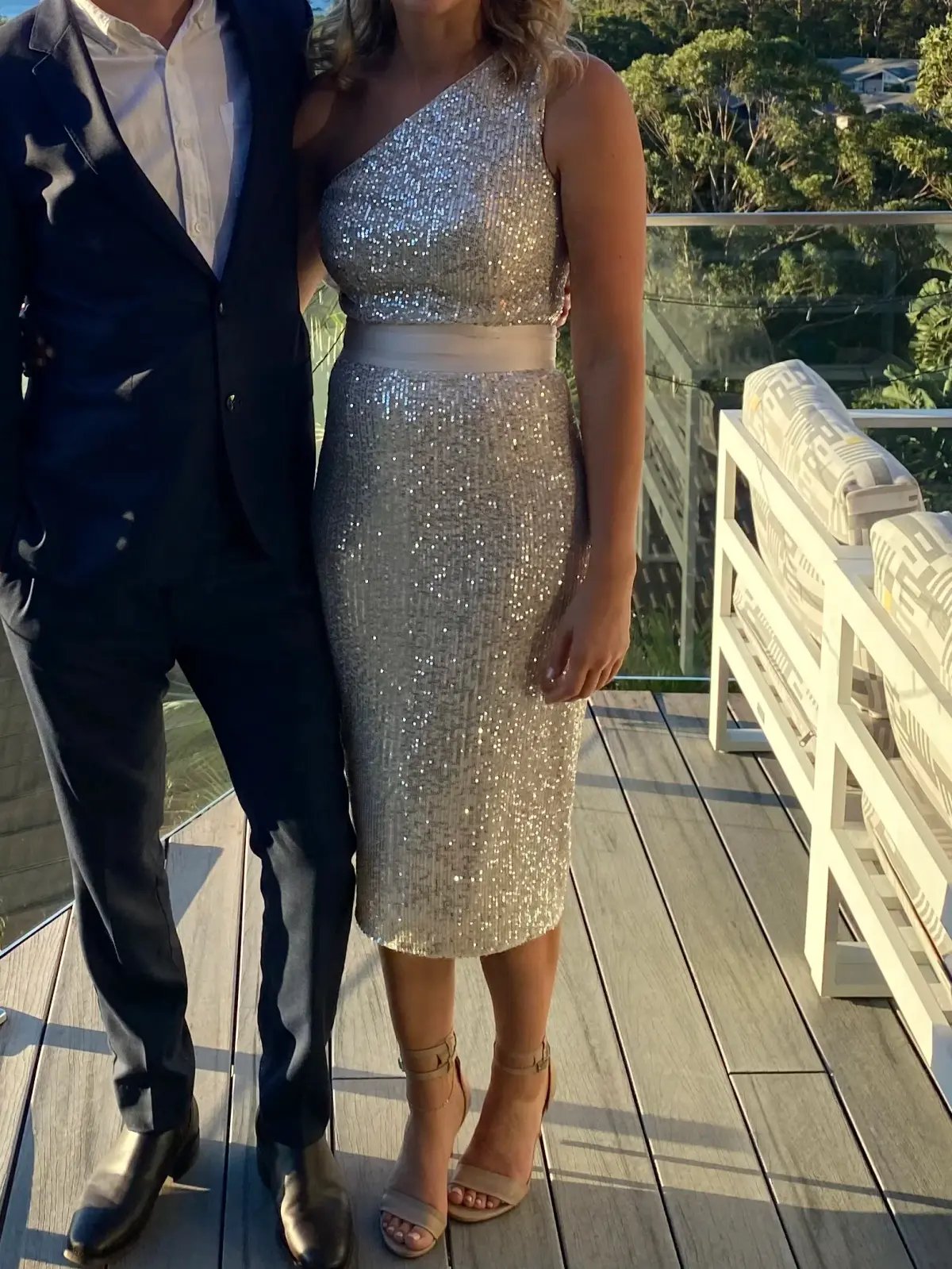 Elle Zeitoune Allene Dress Champagne SIlver Size 8 photo 3