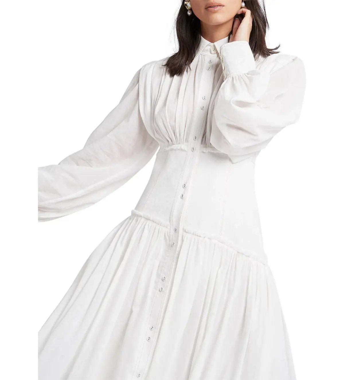 Aje Utopia Long Sleeve Maxi Dress White Size 8 photo 3